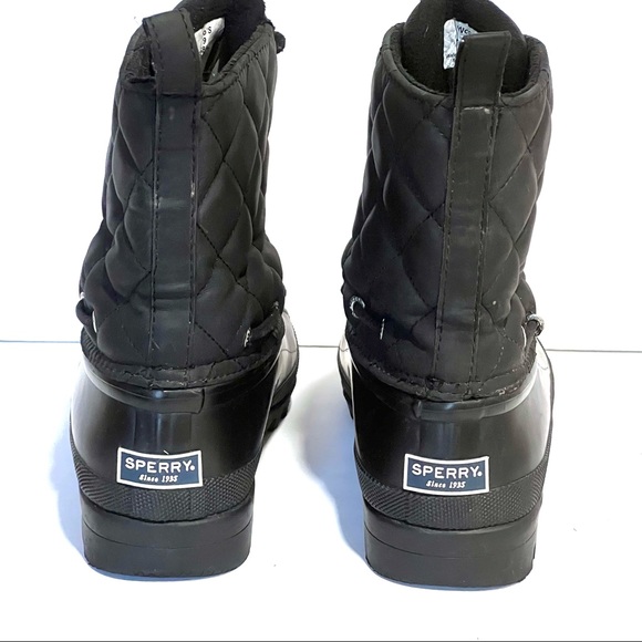 Sperry Quilted Gosling Closed Toe Mid-Calf Waterproof Black Duck Boots - Size 9 - Picture 4 of 14